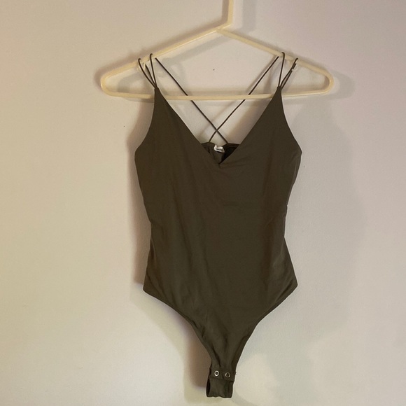 Garage Tops - Garage Green Spaghetti Strap V-Neck Bodysuit